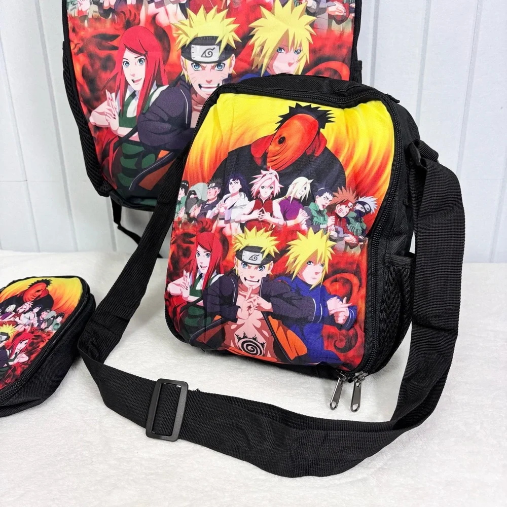 Anime Naruto Shippuden —3‎ in 1-Backpack, Lunch Box Pencil Case—New